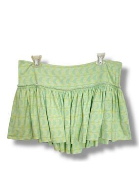Vintage Free People Y2K Crescent Moon Micro Mini Skater Skirt Green Yellow Large